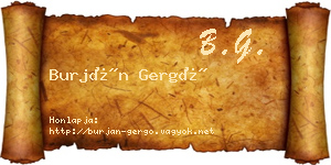 Burján Gergő névjegykártya